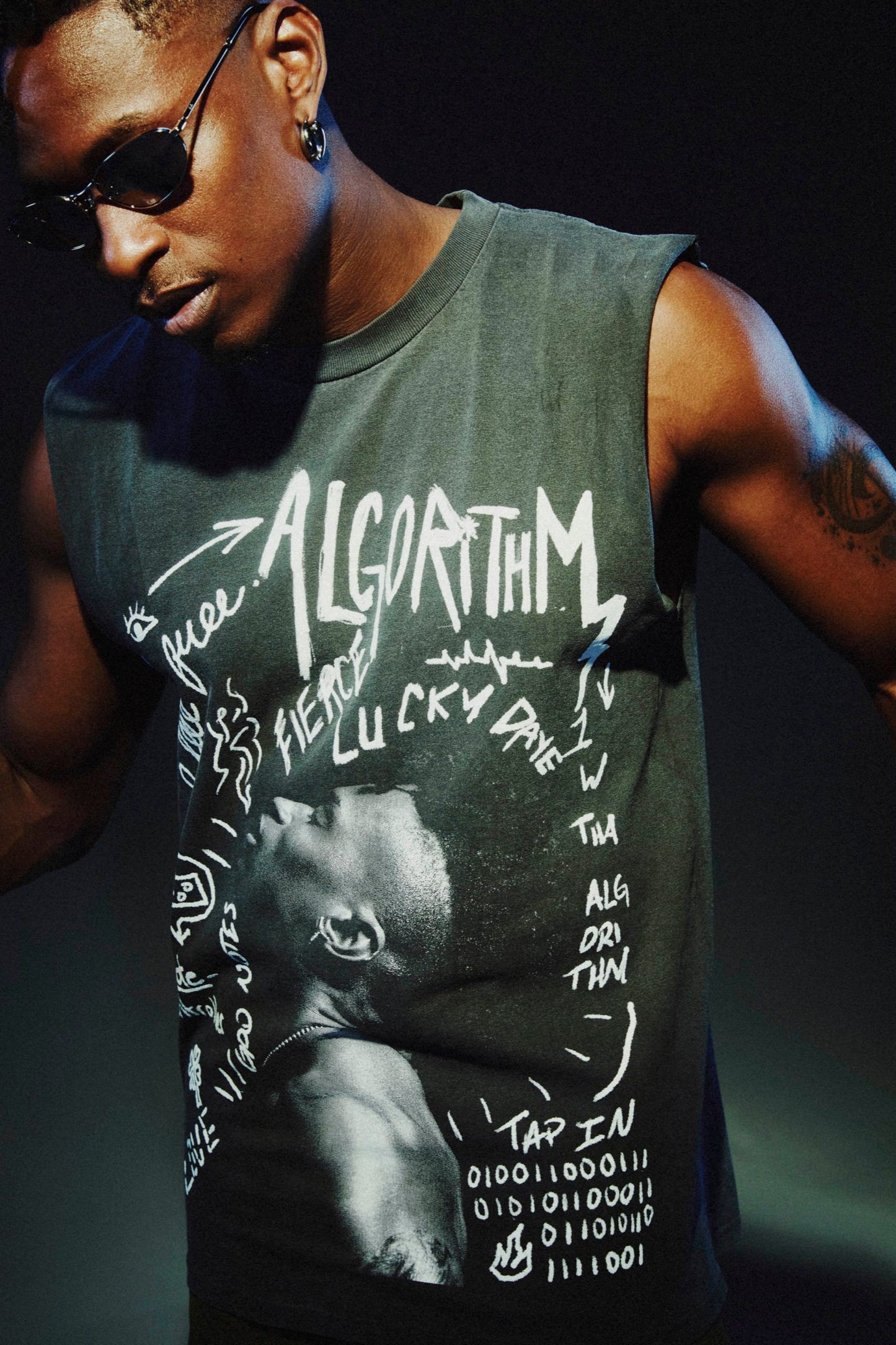 Algorithm Sketched Portrait Sleeveless Tee