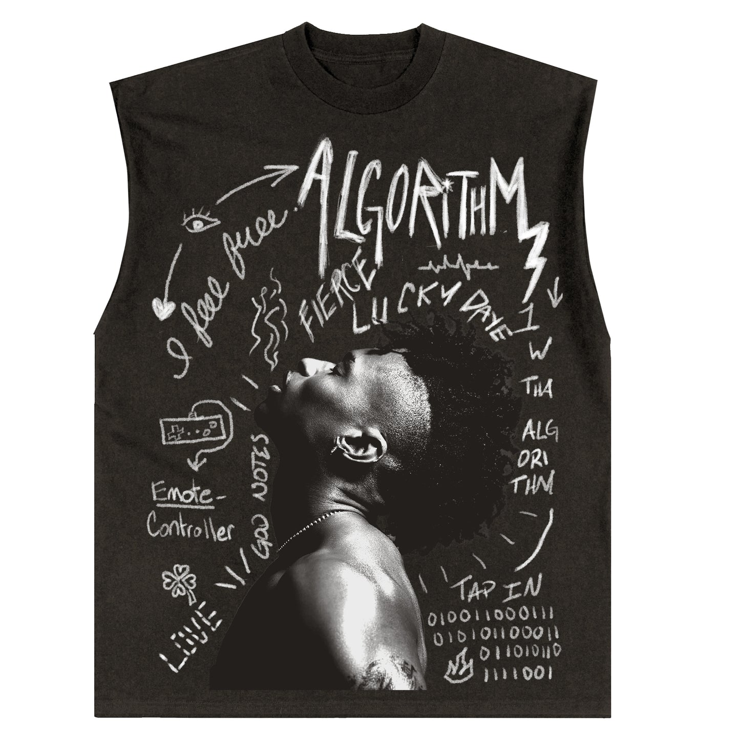 Algorithm Sketched Portrait Sleeveless Tee